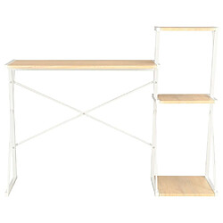 Maison Chic Bureau solide,Table de travail,Bureau d'ordinateur avec étagère Blanc et chêne 116x50x93 cm -GKD39090