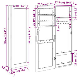 vidaXL Armoire à bijoux avec miroir murale 30x8,5x90 cm pas cher