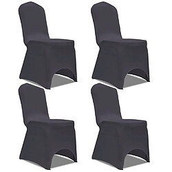 Decoshop26 Housse de chaise extensible 4 pcs Anthracite DEC022364