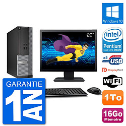 PC Dell Optiplex 3020 SFF Ecran 22" G3220 RAM 16Go Disque 1To Windows 10 Wifi - Occasion