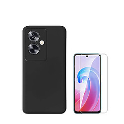 Kit de film en verre trempé de la couverture de 5D + couvercle de silicone liquide Phonecare pour Oppo A79 5G - le noir