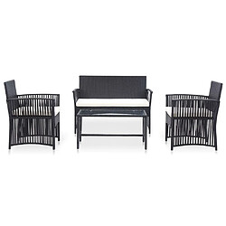 Maison Chic Salon de jardin 4 pcs - Table et chaises d'extérieur - Mobilier/Meubles de jardin Moderne avec coussin Résine tressée Noir -MN97402