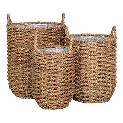 EPIKASA Lot de 3 Paniers Décoratifs de Rangement Hue, Marron, Herbe de Mer, 49x31x37 cm