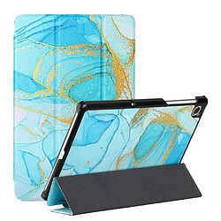 Etui en PU texture de soie avec support or/bleu pour votre Lenovo Smart Tab M10 FHD Plus/M10 Plus 10.3 pouces