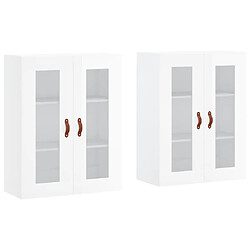 Maison Chic Lot de 2 Armoires murales,Meuble de Rangement,Armoire Suspendue blanc brillant bois d'ingénierie -MN33877