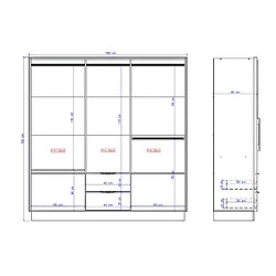 Vente-Unique Armoire 6 portes et 2 tiroirs - L162 cm - Blanc - FEOVA pas cher