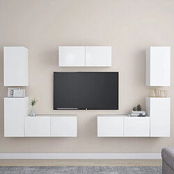 vidaXL Ensemble de meubles TV 7 pcs Blanc Bois d'ingénierie