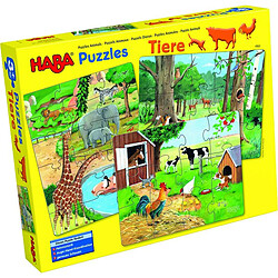 Haba Puzzles 12 à 18 pièces : 3 puzzles : Les animaux