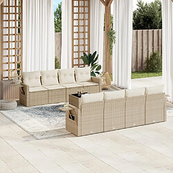 vidaXL Salon de jardin avec coussins 9 pcs beige résine tressée