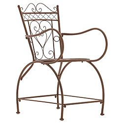 Decoshop26 Lot de 2 chaises de jardin avec accoudoirs balcon terrasse design rustique en métal marron vieilli 10_0002867