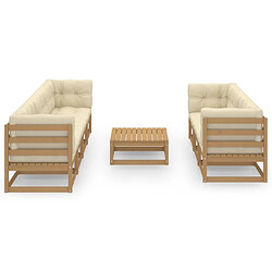 Avis Maison Chic Salon de jardin 8 pcs + coussins - Mobilier/Meubles de jardin - Table et chaises d'extérieur Bois de pin massif -MN26635