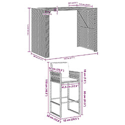 vidaXL Ensemble de bar de jardin 5 pcs avec coussins gris poly rotin pas cher