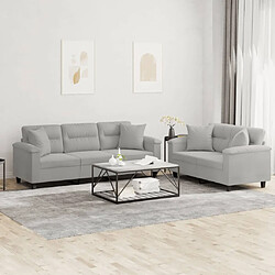 Maison Chic Ensemble de canapés 2 pcs coussins, Canapé droit Sofa pour Salon Gris clair Tissu microfibre -GKD734418