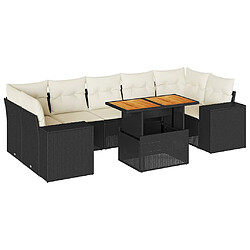 vidaXL Salon de jardin 8 pcs avec coussins noir résine tressée