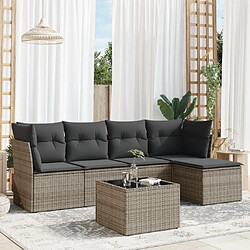 Maison Chic Salon de jardin 6 pcs avec coussins | Ensemble de Table et chaises | Mobilier d'Extérieur gris résine tressée -GKD41675