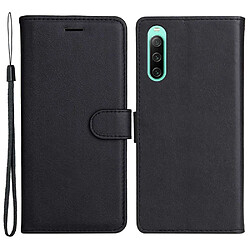 Htdmobiles Housse pour Sony Xperia 10 IV 5G - etui coque pochette portefeuille + verre trempe - NOIR