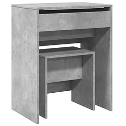 vidaXL Coiffeuse et tabouret gris béton 60x40x113,5 cm