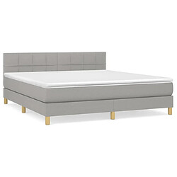 Maison Chic Lit Adulte - Lit simple Lit à sommier tapissier avec matelas moelleux - Meuble de Chambre - Gris clair 160x200cm Tissu -MN83107