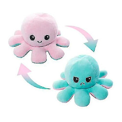 Universal Amusant double face flip réversible poulpe mignon animal en peluche (rose bleu clair)