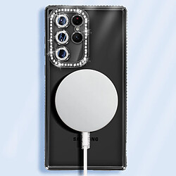 Avizar Coque Diamant pour Samsung Galaxy S23 Ultra MagSafe Contour Strass Noir pas cher