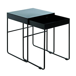 Pegane Lot de 2 tables d'appoints en métal coloris noir