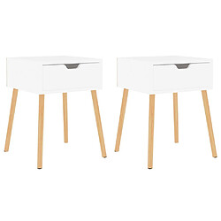 Maison Chic Lot de 2 Tables de chevet - Tables de Nuit Blanc brillant 40x40x56 cm Aggloméré