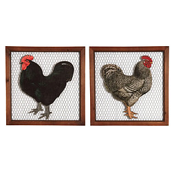 Aubry Gaspard Cadre poule en bois et grillage (Lot de 2).