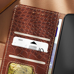 Avis Avizar Étui Cuir pour Samsung Galaxy S24 Portefeuille RFID Motif Crocodile Marron Foncé