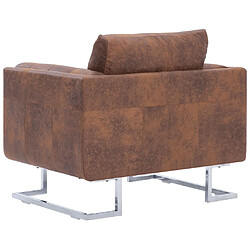 Acheter vidaXL Fauteuil cube Marron Similicuir daim