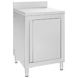 Helloshop26 Table de travail commerciale avec armoire 60 x 60 x 96 cm acier inoxydable 02_0001903