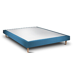 Sommeil de plomb Sommier Tapissier Velours Bleu 150x190 H29cm