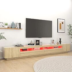 Avis vidaXL Meuble TV avec lumières LED Chêne sonoma 300x35x40 cm