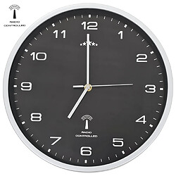 vidaXL Horloge murale radioguidée avec mouvement à quartz 31 cm Noir