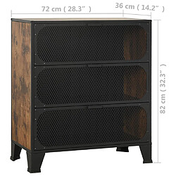 vidaXL Armoire de rangement Marron rustique 72x36x82 cm Métal et MDF pas cher