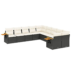 Maison Chic Salon de jardin 10 pcs avec coussins, Ensemble Tables et chaises d'extérieur noir résine tressée -GKD355774