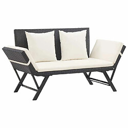 Maison Chic Banc de jardin avec coussins | Banquette de jardin | Chaise Relax 176 cm Noir Résine tressée -MN48799