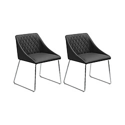 Beliani Set de 2 Cuir PU Chaise de salle à manger Noir ARCATA