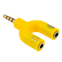 Wewoo Dédoubleur Adaptateur Jack jaune 3.5mm Stéréo Mâle à 3.5mm Casque & Mic Femelle Splitter