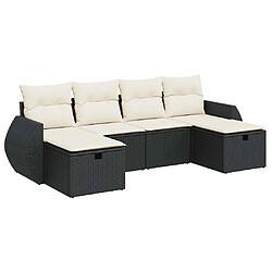 vidaXL Salon de jardin 6 pcs avec coussins noir résine tressée