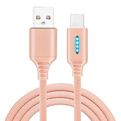 Wewoo Câble USB Interface USB-C / Type-C Chapiteau en alliage de zinc Lumineux Intelligent Extinction automatique Câble de données de chargement or rose