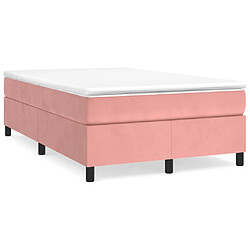 vidaXL Sommier à lattes de lit avec matelas Rose 120x200 cm Velours