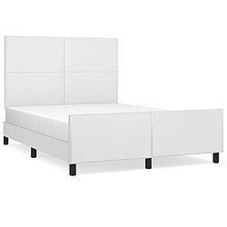 Maison Chic Lit adulte - Cadre Structure de lit avec tête de lit Contemporain Blanc 140x200 cm Similicuir -MN65564