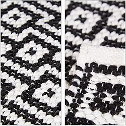 Helloshop26 Tapis de sol de passage couloir fait main en coton 70 x 140 cm noir et blanc 13_0002841