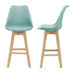 Helloshop26 Lot de 2 tabourets de bar siège avec dossier et repose pied 105 cm vert 03_0002780