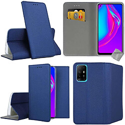 Htdmobiles Housse etui portefeuille avec coque intérieure en silicone pour Oppo A94 5G + film ecran - BLEU MAGNET