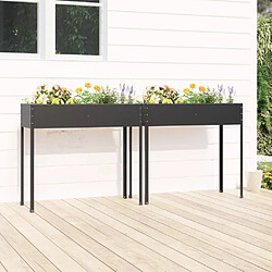 vidaXL Jardinières 2 pcs Anthracite Acier galvanisé