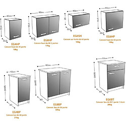 Acheter Cstore START Cuisine complete - Mélaminé blanc - Façade polymere blanc brillant - L240 x P60 cm - Plan de travail fourni - BERLIOZ