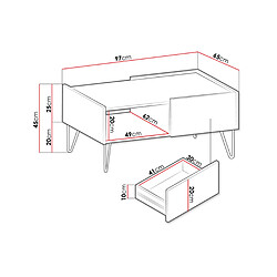 Bestmobilier Cali - table basse - effet marbre - 97 cm pas cher