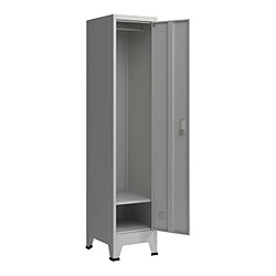 Helloshop26 Casier de bureau armoire meuble de rangement pour bureau atelier chambre acier métallique avec 1 porte acier laqué 180 x 38 x 45 cm gris 03_0006345