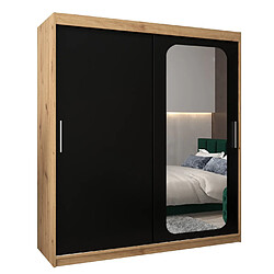 Abiks Meble Armoire PROMO T2 À Portes Coulissantes 200/180/62 2 Portes (Artisan/Noir)